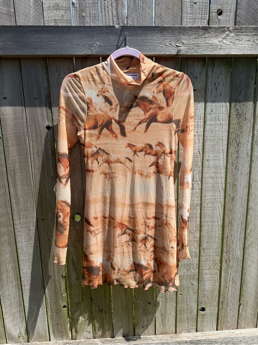 Urban Outfitters Long Sleeve Horse Print Mini Mesh Dress - Women’s Medium